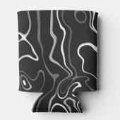 Abstracte zwarte grijze damascus zwemmen Monogram Blikjeskoeler (Achterkant)