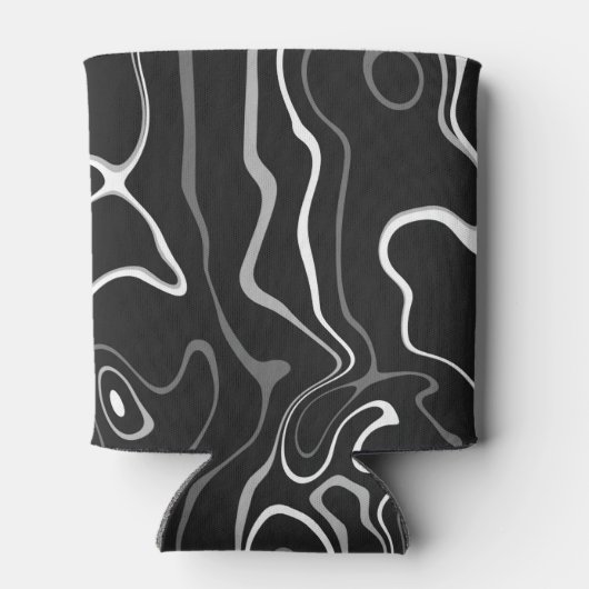 Abstracte zwarte grijze damascus zwemmen Monogram Blikjeskoeler (Achterkant)