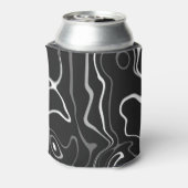 Abstracte zwarte grijze damascus zwemmen Monogram Blikjeskoeler (Blikje Achterkant)