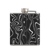 Abstracte zwarte grijze damascus zwemmen Monogram Heupfles (Achterkant)