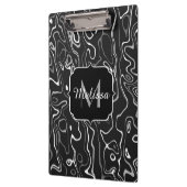 Abstracte zwarte grijze damascus zwemmen Monogram Klembord (Links)