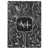 Abstracte zwarte grijze damascus zwemmen Monogram Klembord (Achterkant)