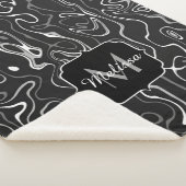 Abstracte zwarte grijze damascus zwemmen Monogram Sherpa Deken (3/4)