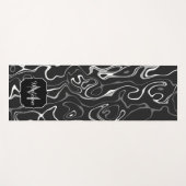 Abstracte zwarte grijze damascus zwemmen Monogram Yogamat (Voorkant (horizontaal))