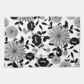 Abstracte zwarte & grijze digitale Florals op de w Theedoek (Horizontaal)