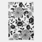 Abstracte zwarte & grijze digitale Florals op de w Theedoek (Verticaal)