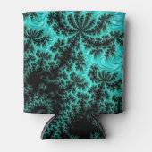 Abstracte zwarte groene fractale kunst blikjeskoeler (Voorkant)