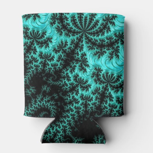 Abstracte zwarte groene fractale kunst blikjeskoeler (Achterkant)