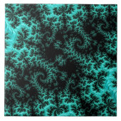 Abstracte zwarte groene fractale kunst tegeltje (Voorkant)