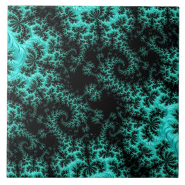 Abstracte zwarte groene fractale kunst tegeltje