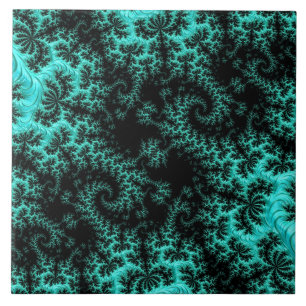 Abstracte zwarte groene fractale kunst tegeltje