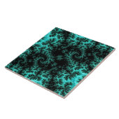 Abstracte zwarte groene fractale kunst tegeltje (Zijkant)