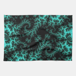 Abstracte zwarte groene fractale kunst theedoek