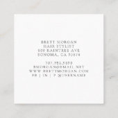 Abstracte zwarte haarlijst vierkante visitekaartje (Achterkant)