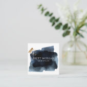 Abstracte zwarte haarlijst vierkante visitekaartje (Staand voorkant)