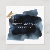 Abstracte zwarte haarlijst vierkante visitekaartje (Voorkant)