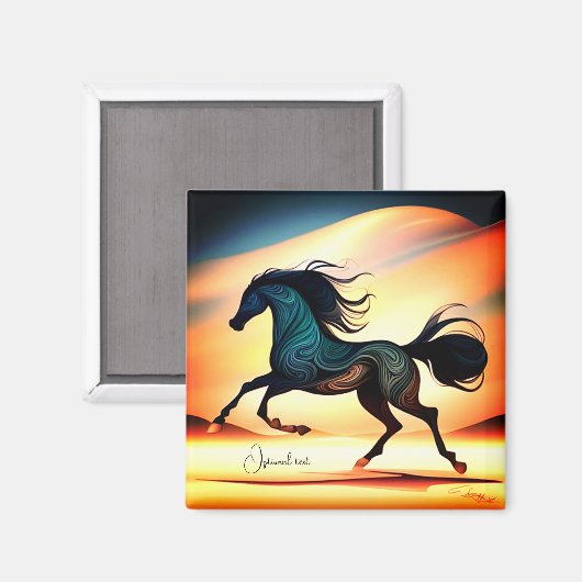 Abstracte zwarte hengst in woestijn magneet (Voorkant / Achterkant)