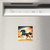 Abstracte zwarte hengst in woestijn magneet (Insitu (Vaatwasser))