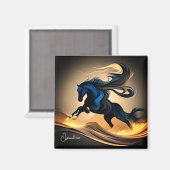 Abstracte zwarte hengst in woestijn magneet (Voorkant / Achterkant)