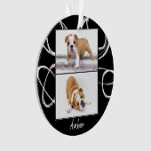 Abstracte zwarte hond foto, kerstmis, aangepast ornament (voorkant)
