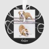 Abstracte zwarte hond foto, kerstmis, aangepast ornament (voorkant)