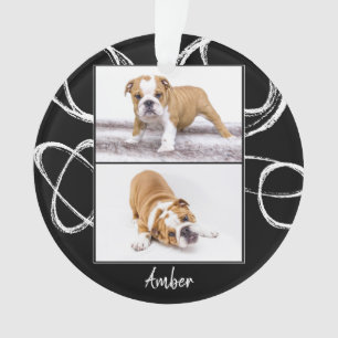 Abstracte zwarte hond foto, kerstmis, aangepast ornament