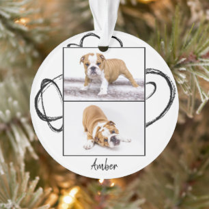 Abstracte zwarte hond Foto met kerstmis Ornament