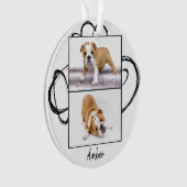 Abstracte zwarte hond Foto met kerstmis Ornament (voorkant)