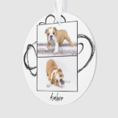 Abstracte zwarte hond Foto met kerstmis Ornament (voorkant)