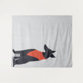Abstracte zwarte hond met Red Bandana Art Wandkleed (Voorkant (horizontaal))