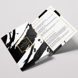 Abstracte zwarte inkt penseelstreken brochure drieluik kaart