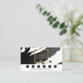 Abstracte zwarte inkt penseelstreken loyaliteit Ka Klantenkaartje (Staand voorkant)