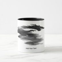 Abstracte Zwarte Inkt Rook Draak Fantasie Mok