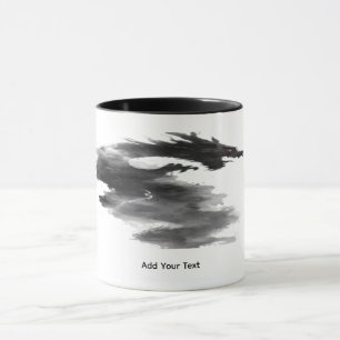 Abstracte Zwarte Inkt Rook Draak Fantasie Mok