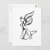Abstracte zwarte inkt van Angel op witte achterzij Briefkaart (Voorkant / Achterkant)