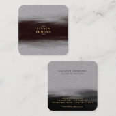 Abstracte zwarte inktpenseelpenseel Premium grijs Vierkante Visitekaartje (Voorkant / Achterkant)