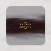 Abstracte zwarte inktpenseelpenseel Premium grijs Vierkante Visitekaartje (Voorkant)