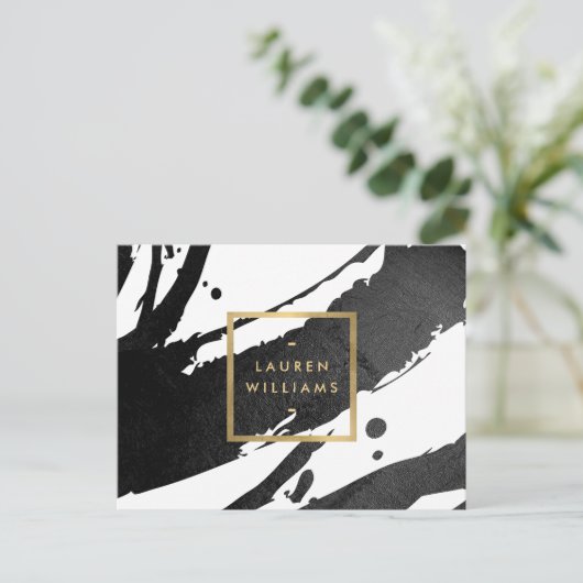 Abstracte zwarte inktpenselen briefkaart (Staand voorkant)