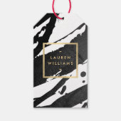 Abstracte zwarte inktpenselen cadeaulabel (Voorkant)