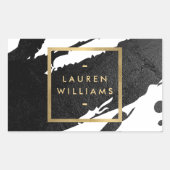 Abstracte zwarte inktpenselen rechthoekige sticker (Voorkant)