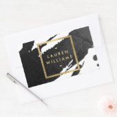 Abstracte zwarte inktpenselen rechthoekige sticker (Envelop)