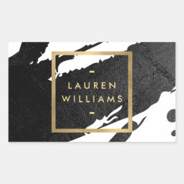 Abstracte zwarte inktpenselen rechthoekige sticker