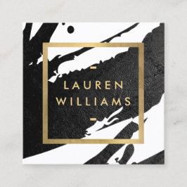 Abstracte zwarte inktpenselen vierkante visitekaartje