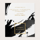 Abstracte zwarte inktpenselen visitekaartje (Buitenkant ongevouwen)