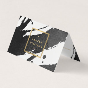 Abstracte zwarte inktpenselen visitekaartje