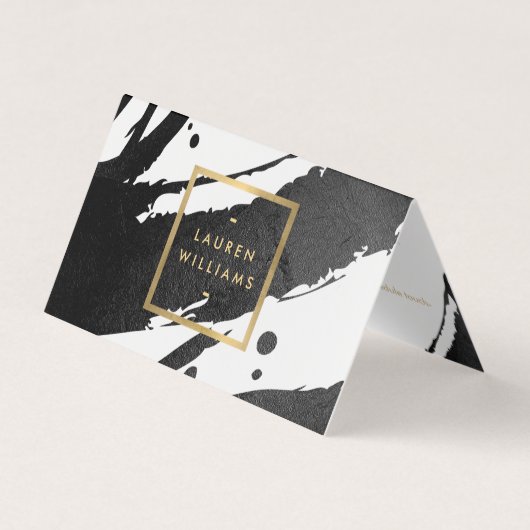 Abstracte zwarte inktpenselen visitekaartje (Voorkant)