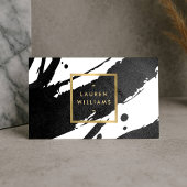 Abstracte zwarte inktpenselen visitekaartje