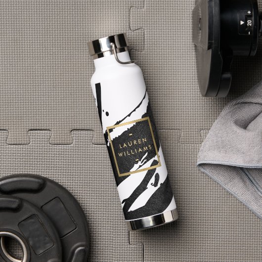 Abstracte zwarte inktpenselen waterfles (Gym)