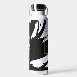 Abstracte zwarte inktpenselen waterfles