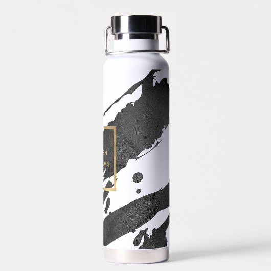 Abstracte zwarte inktpenselen waterfles (Achterkant)